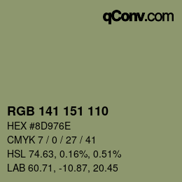 Color code: RGB 141 151 110 | qconv.com
