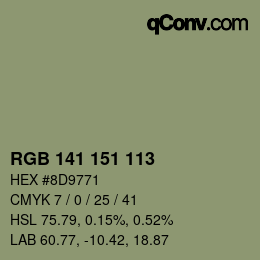 Color code: RGB 141 151 113 | qconv.com