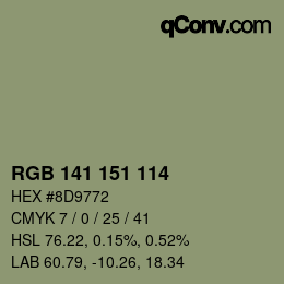 Color code: RGB 141 151 114 | qconv.com