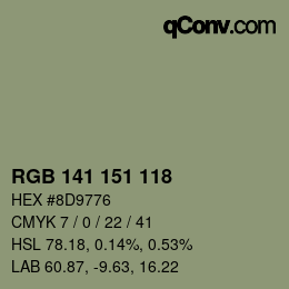 Color code: RGB 141 151 118 | qconv.com