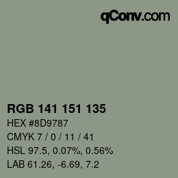 颜色代码: RGB 141 151 135 | qconv.com
