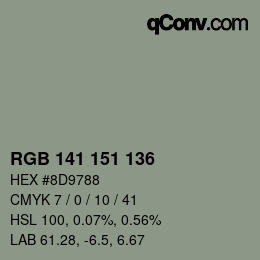 Color code: RGB 141 151 136 | qconv.com