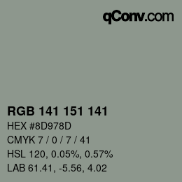Color code: RGB 141 151 141 | qconv.com
