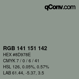 Color code: RGB 141 151 142 | qconv.com