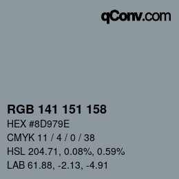Color code: RGB 141 151 158 | qconv.com