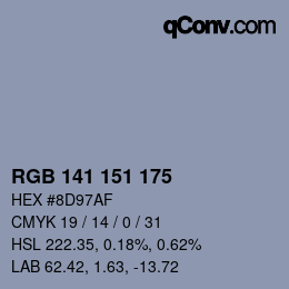 Color code: RGB 141 151 175 | qconv.com