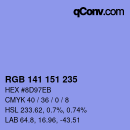 Color code: RGB 141 151 235 | qconv.com