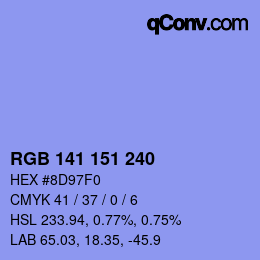 Color code: RGB 141 151 240 | qconv.com
