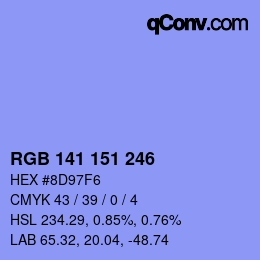 Color code: RGB 141 151 246 | qconv.com