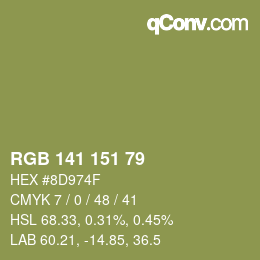 カラーコード: RGB 141 151 79 | qconv.com