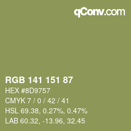 カラーコード: RGB 141 151 87 | qconv.com