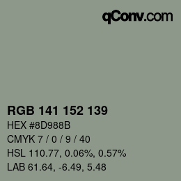 Color code: RGB 141 152 139 | qconv.com