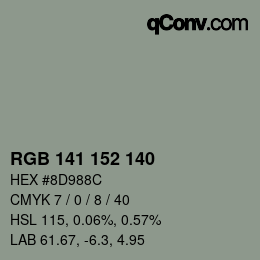カラーコード: RGB 141 152 140 | qconv.com
