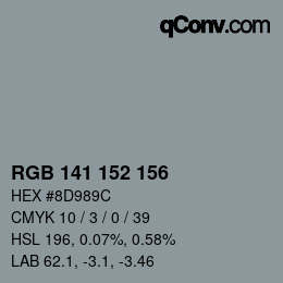 颜色代码: RGB 141 152 156 | qconv.com