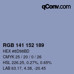 Color code: RGB 141 152 189 | qconv.com