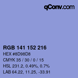 Color code: RGB 141 152 216 | qconv.com