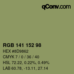 カラーコード: RGB 141 152 98 | qconv.com