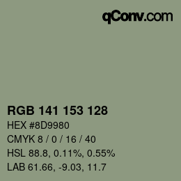 Color code: RGB 141 153 128 | qconv.com