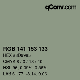 Color code: RGB 141 153 133 | qconv.com