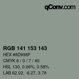 Color code: RGB 141 153 143 | qconv.com