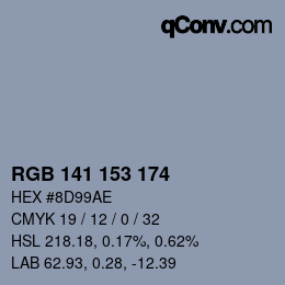 Color code: RGB 141 153 174 | qconv.com