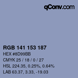 Color code: RGB 141 153 187 | qconv.com