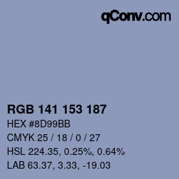 Color code: RGB 141 153 187 | qconv.com