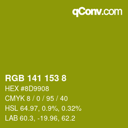 Color code: RGB 141 153 8 | qconv.com