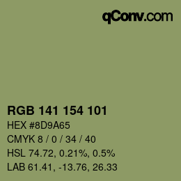 Color code: RGB 141 154 101 | qconv.com
