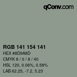 Code couleur: RGB 141 154 141 | qconv.com