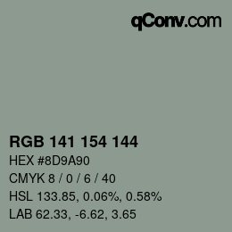 颜色代码: RGB 141 154 144 | qconv.com