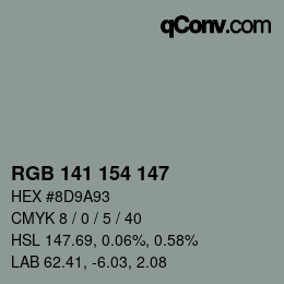 Color code: RGB 141 154 147 | qconv.com