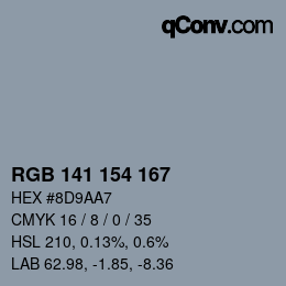 Color code: RGB 141 154 167 | qconv.com