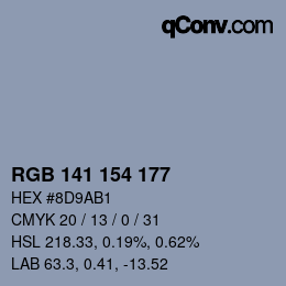 Código de color: RGB 141 154 177 | qconv.com