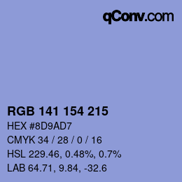 Color code: RGB 141 154 215 | qconv.com