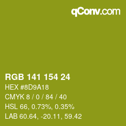 Color code: RGB 141 154 24 | qconv.com