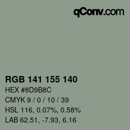 カラーコード: RGB 141 155 140 | qconv.com