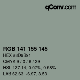 カラーコード: RGB 141 155 145 | qconv.com