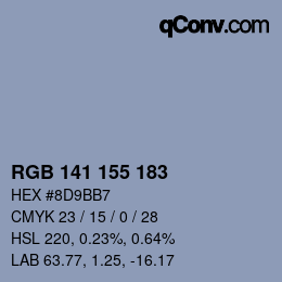 Color code: RGB 141 155 183 | qconv.com
