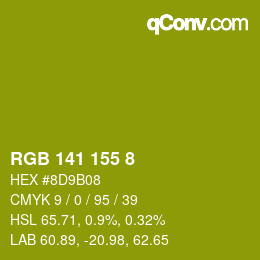 Color code: RGB 141 155 8 | qconv.com