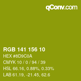 Color code: RGB 141 156 10 | qconv.com