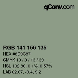 Color code: RGB 141 156 135 | qconv.com