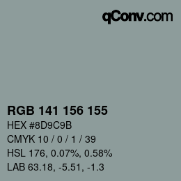 颜色代码: RGB 141 156 155 | qconv.com