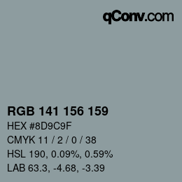 カラーコード: RGB 141 156 159 | qconv.com
