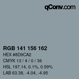Color code: RGB 141 156 162 | qconv.com