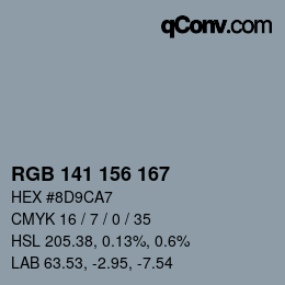 Color code: RGB 141 156 167 | qconv.com