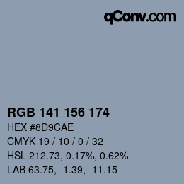 Color code: RGB 141 156 174 | qconv.com