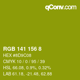 カラーコード: RGB 141 156 8 | qconv.com