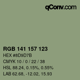 Color code: RGB 141 157 123 | qconv.com