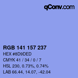 Color code: RGB 141 157 237 | qconv.com